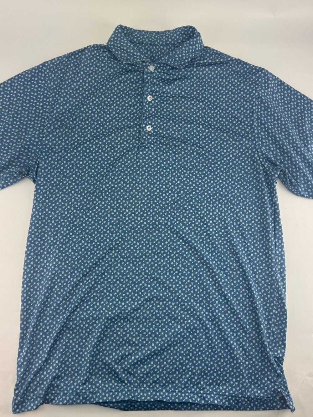 Onward Reserve "Snack Bar" Performance Polo Shirt Men's Small Blue Green Cups